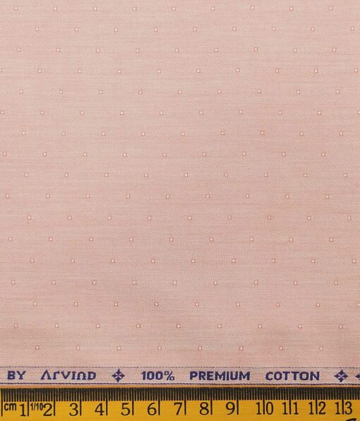 Arvind Men's Peach 100% Premium Cotton Self Dobby Shirt Fabric (1.60 M)