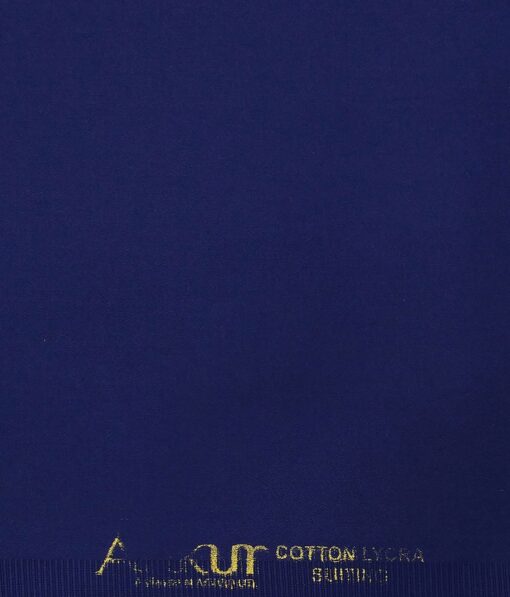 Ankur by Arvind Men's Royal Blue Solid Cotton Lycra Stretchable Trouser/ Chinos Unstitched Fabric (1.35 Mtr)