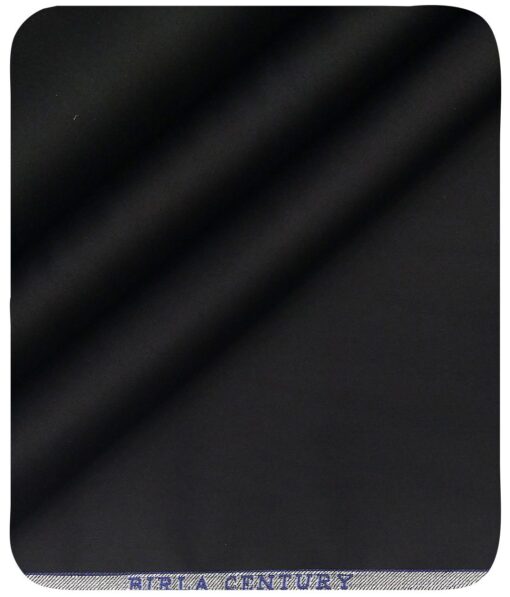 Birla Century Men's Black 80's Pure Supima Cotton Solid Satin Shirt Fabric (1.60 M)