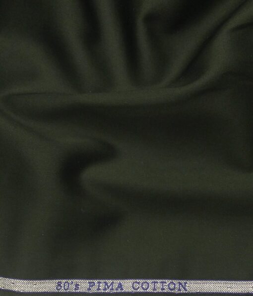 Birla Century Men's Dark Seaweed Green 80's Pure Supima Cotton Solid Satin Shirt Fabric (1.60 M)