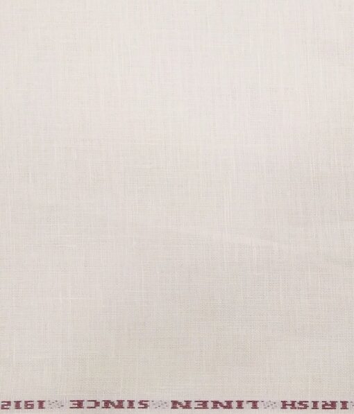 Burgoyne Men's White 100% Irish Linen Solids Unstitched Shirt Fabric (1.60 Meter)