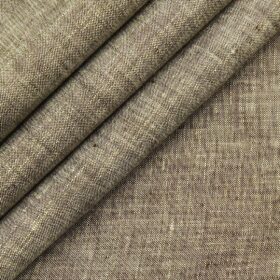 Burgoyne Men's Brown 100% Irish Linen Self Deisgn Unstitched Shirting Fabric (2.25 Meter)