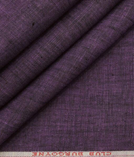 Burgoyne Men's Dark Eggplant Purple 100% Irish Linen Self Deisgn Unstitched Shirting Fabric (2.25 Meter)