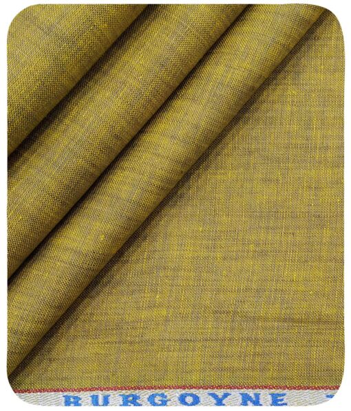 Burgoyne Men's Mustard Yellow 100% Irish Linen Self Deisgn Unstitched Shirting Fabric (2.25 Meter)