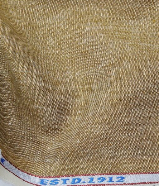Burgoyne Men's Tortilla Brown 100% Irish Linen Self Design Unstitched Shirt Fabric (1.60 Meter)