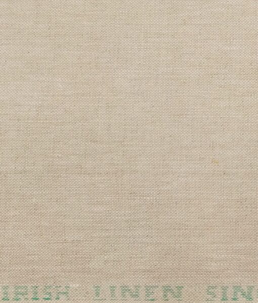 Burgoyne Men's Oat Meal Beige Jute Weave 100% Irish Linen Unstitched Suiting Fabric (3 Meter)