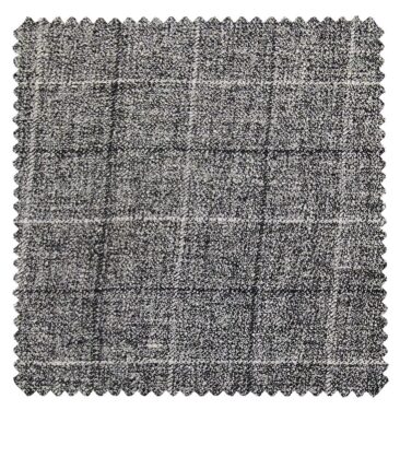 Burgoyne Men's Grey Checks 100% Irish Linen Unstitched Suiting Fabric (3 Meter)