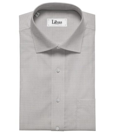 Cadini Italy Men's Light Grey 100% Giza Cotton Dotted Shirt Fabric (1.60 M)