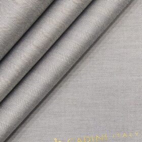 Cadini Italy Men's Light Grey 100% Cotton Herringbone Weave Shirt Fabric (1.60 M)