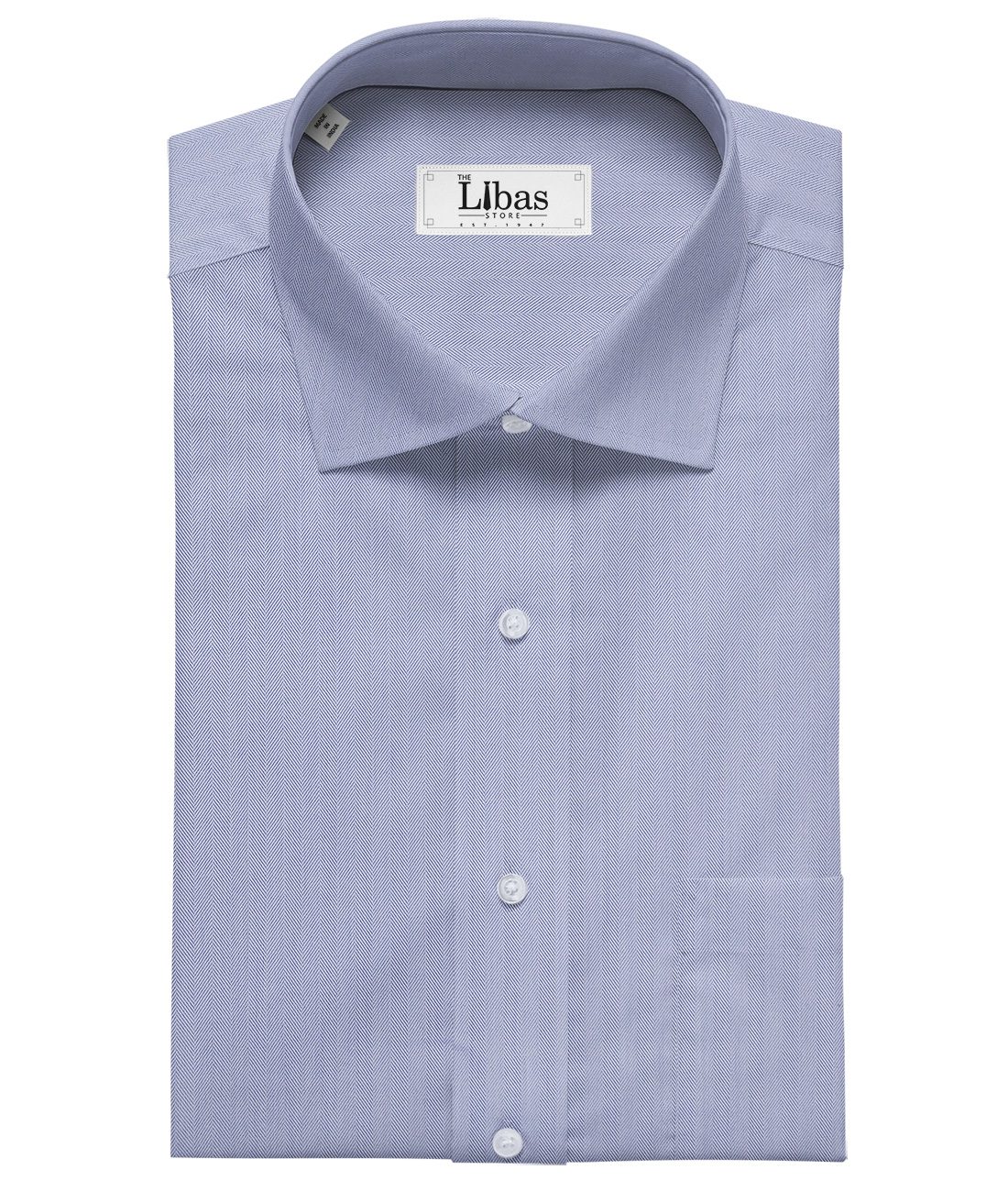 Cadini Italy Men's Sky Blue 100% Cotton Herringbone Weave Shirt Fabric (1.60 M)