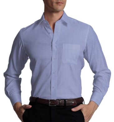 Cadini Italy Men's Sky Blue 100% Cotton Herringbone Weave Shirt Fabric ...