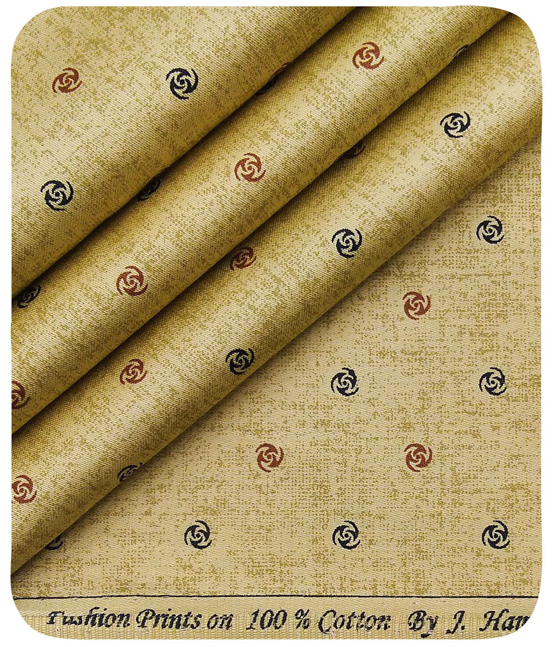 J.Hampstead Italy Men's Light Brown 100% Cotton Printed Shirt Fabric (1.60 M)