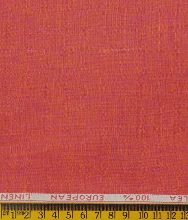 J.Hampstead Italy Men's Blush Red 60 LEA 100% European Linen Self Deisgn Unstitched Shirting Fabric (2.25 Meter)