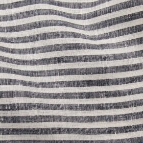 J.Hampstead Italy Men's White & Grey 100% European Linen 60 LEA Striped Shirt Fabric (1.60 Meter)