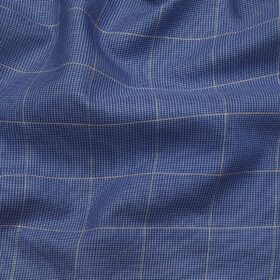 J.Hampstead Italy by Siyaram's Men's Light Blue 100% Giza Cotton 2 Ply Beige Checks Unstitched Suiting Fabric  (1.30 Meter)