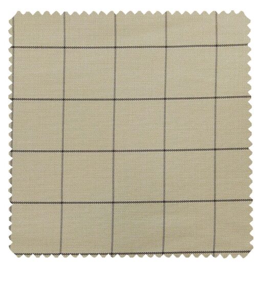 J.Hampstead Italy by Siyaram's Men's ButterMilk Beige 100% Supima Cotton 2 Ply Brown Checks Unstitched Suiting Fabric  (1.30 Meter)