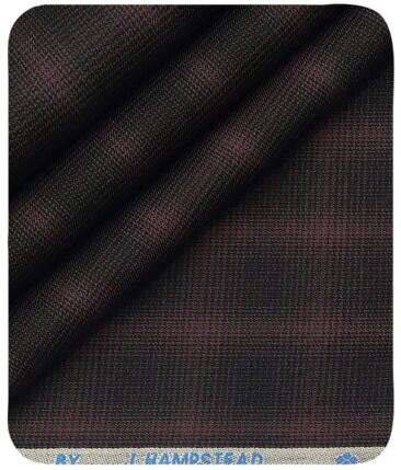 J.Hampstead Italy by Siyaram's Men's Dark Wine 100% Supima Cotton 2 Ply Self Checks Unstitched Suiting Fabric  (1.30 Meter)