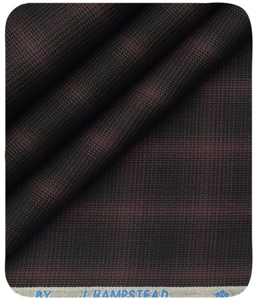 J.Hampstead Italy by Siyaram's Men's Dark Wine 100% Supima Cotton 2 Ply Self Checks Unstitched Suiting Fabric  (1.30 Meter)