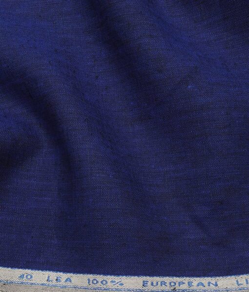 J.Hampstead Men's Dark Royal Blue 40 LEA 100% European Linen Solid Unstitched Suiting Fabric (3 Meter)