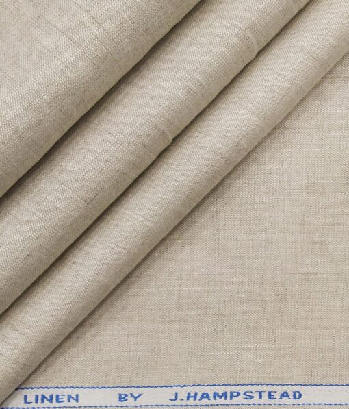 J.Hampstead Men's Tan Beige 60 LEA 100% European Linen Solid Unstitched Suiting Fabric (3 Meter)