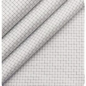 Tessitura Monti Men's Pure White 100% Giza Cotton Black Self Squares Shirt Fabric (1.60 M)
