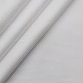 Monza Men's White 100% Giza Cotton Herringbone Weave Shirt Fabric (1.60 M)