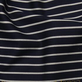 Monza Men's Dark Blue 100% Giza Cotton White Stripes Shirt Fabric (1.60 M)