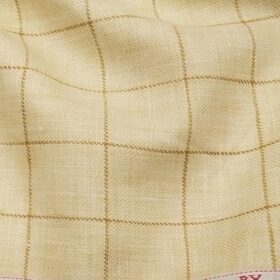 Nemesis Men's Butter Milk Beige 100% Super Luxusury Irish Linen Checks Unstitched Blazer Fabric (2 Meter)