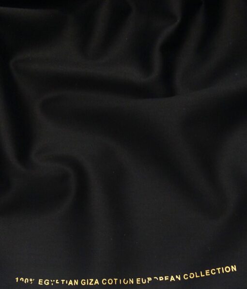 Nemesis Men's Jet Black 100% Giza Cotton Solid Satin Shirt Fabric (1.60 M)
