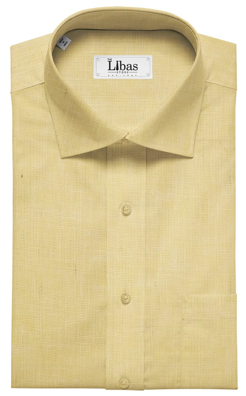 Raymond Men's Light Yellow  Polyester Cotton Khadi Look Structured Shirting Fabric