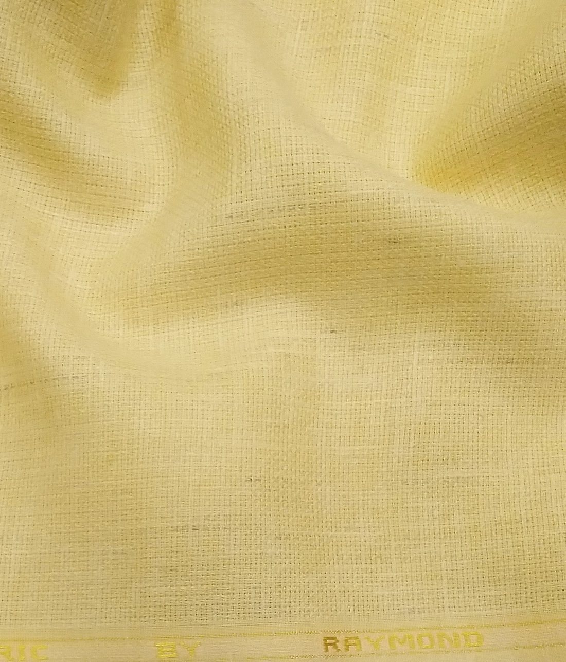 Raymond Men's Light Yellow  Polyester Cotton Khadi Look Structured Shirting Fabric