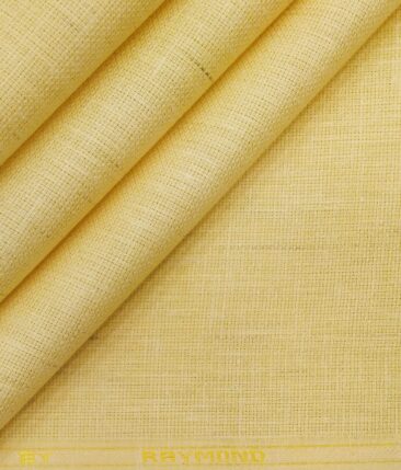 Raymond Men's Light Yellow  Polyester Cotton Khadi Look Structured Shirting Fabric