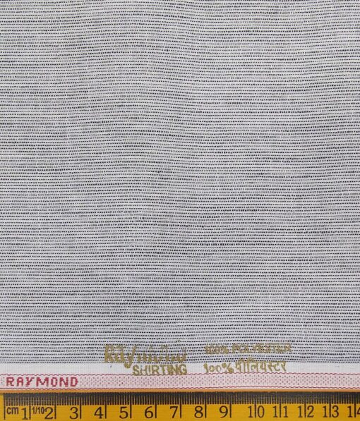 Raymond Men's White Polyester Khadi Look Self Striped Shirting Fabric (1.80 Meter)