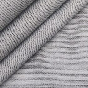 Raymond Men's White Polyester Khadi Look Self Striped Shirting Fabric (1.80 Meter)