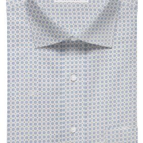 Raymond Men's White 100% Premium Cotton Blue Printed Shirting Fabric (1.80 Meter)