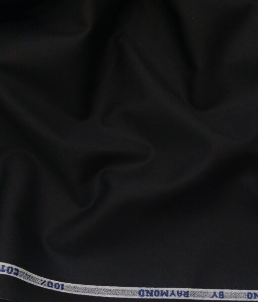 Raymond Men's Jet Black 100% Cotton Solid Shirting Fabric (1.80 Meter)