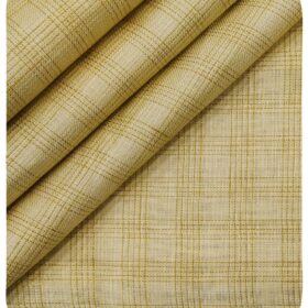Raymond Men's Egg Nog Beige Pure Linen Self Check Unstitched Shirting Fabric (2.25 Meter)