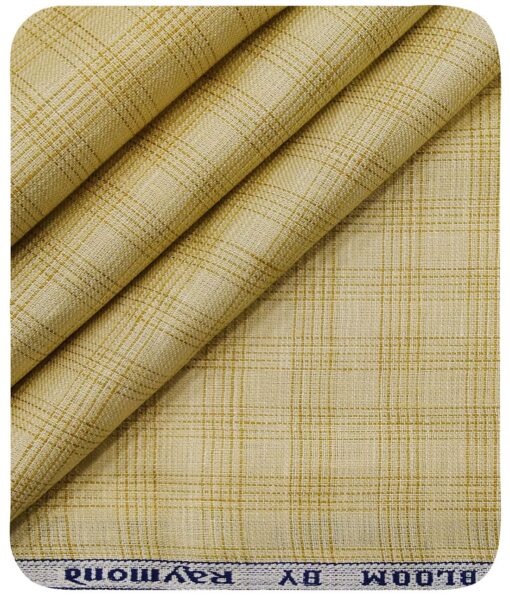 Raymond Men's Egg Nog Beige Pure Linen Self Check Unstitched Shirting Fabric (2.25 Meter)