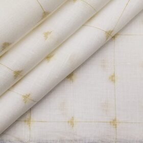 Raymond Men's White 70 LEA Pure Linen Beige Dobby Unstitched Shirting Fabric