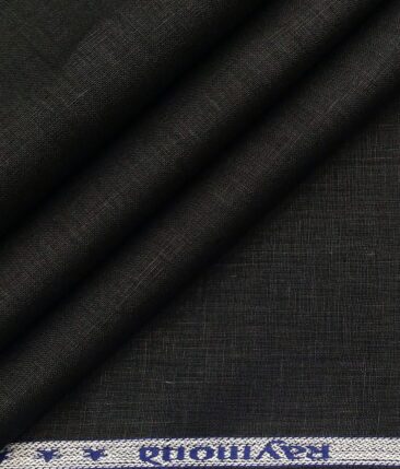 Raymond Men's Jet Black 100% Pure Linen Solid Unstitched Suiting Fabric (3 Meter)