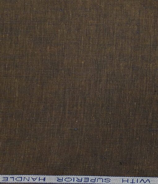 Raymond Men's Dark Brown 100% Pure Linen Self Unstitched Suiting Fabric (3 Meter)