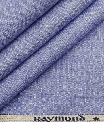 Raymond Men's Sky Blue 100% Pure Linen Self Unstitched Suiting Fabric (3 Meter)