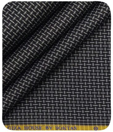 Soktas Men's Black 100% Egyptian Cotton Grey Structured Shirt Fabric (1.60 M)