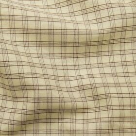 Soktas Men's Beige 100% Cotton Brown Checks Shirt Fabric (1.60 M)