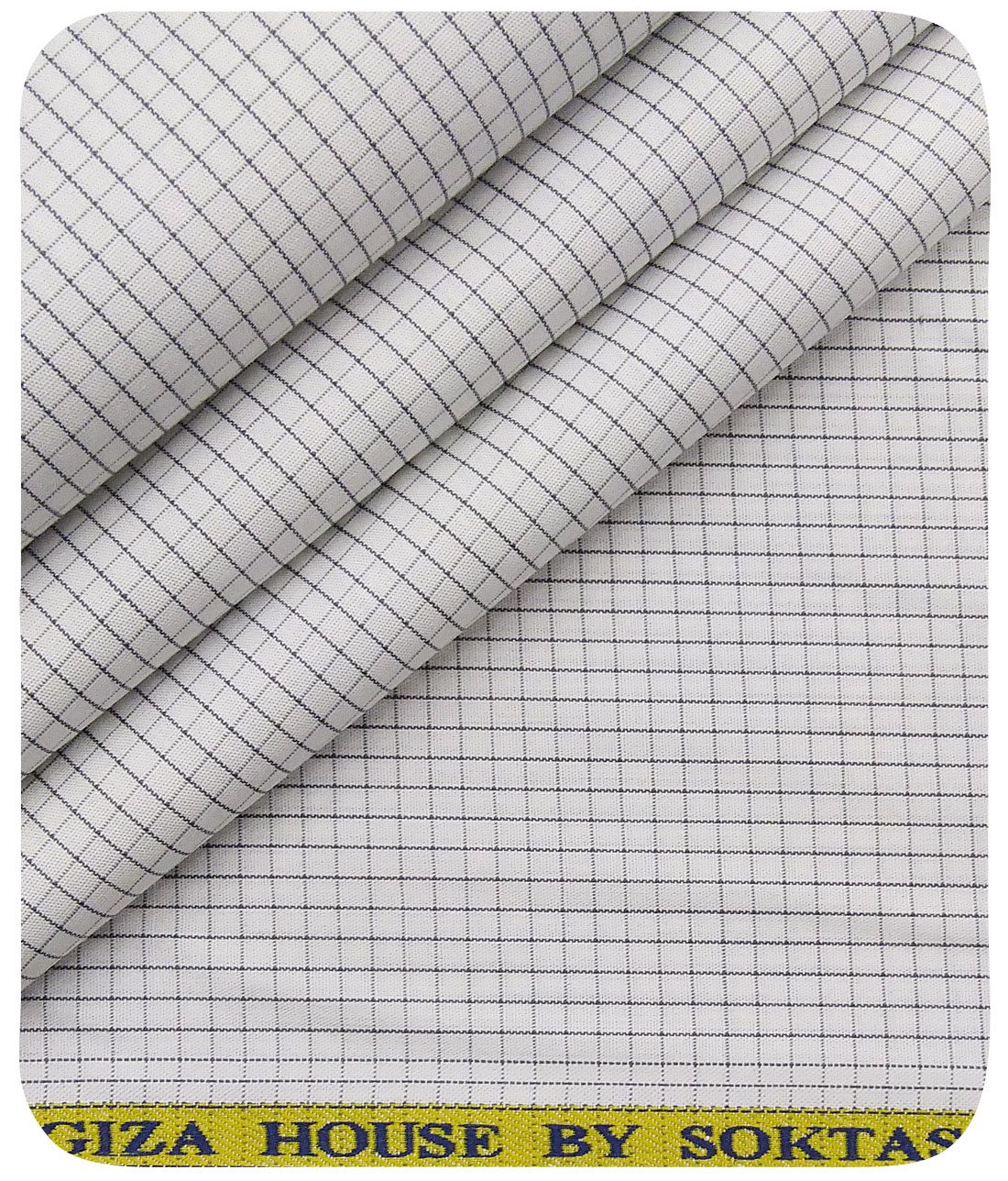 Soktas Men's White 100% Cotton Grey Checks Shirt Fabric (1.60 M)