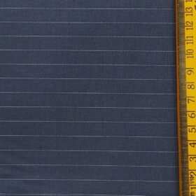 Raymond Aegean Blue Polyester Viscose White Pin Stripes Unstitched Suiting Fabric - 3.75 Meter
