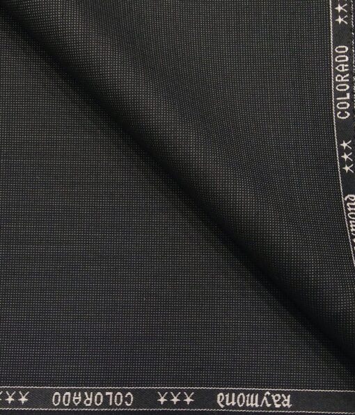 Raymond Black Polyester Viscose Grey Structured Unstitched Suiting Fabric - 3.75 Meter