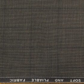 Raymond Dark Brown Polyester Viscose Self Black Checks Unstitched Suiting Fabric - 3.75 Meter