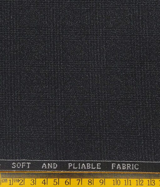 Raymond Dark Grey Polyester Viscose Self Broad Checks Unstitched Suiting Fabric - 3.75 Meter