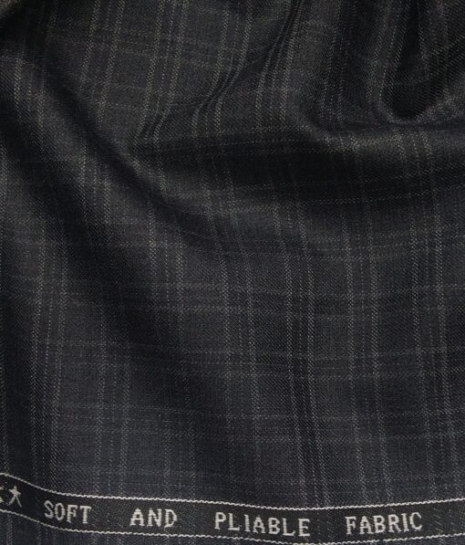 Raymond Dark Grey Polyester Viscose Self Checks Unstitched Suiting Fabric